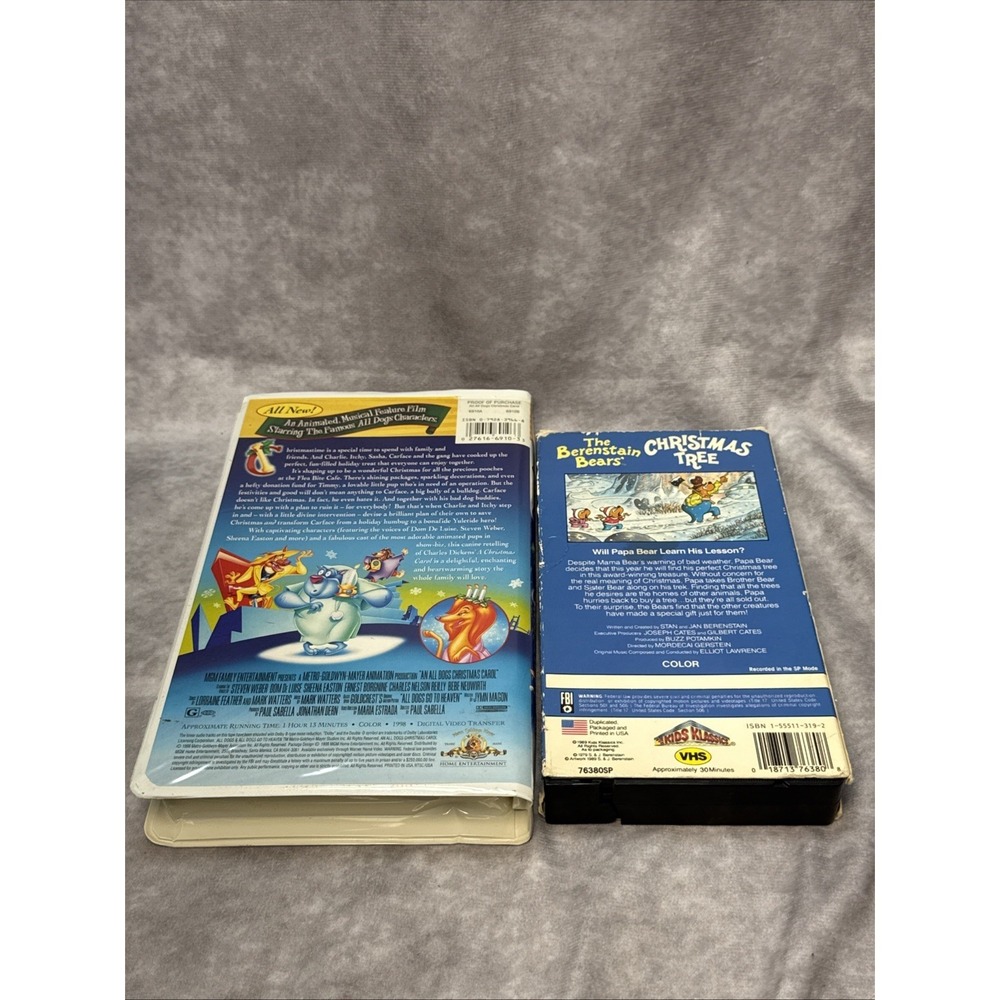 An All Dogs Christmas Carol 1998 & The Berenstain Bears Christmas Tree 1989 VHS - Picture 3 of 15